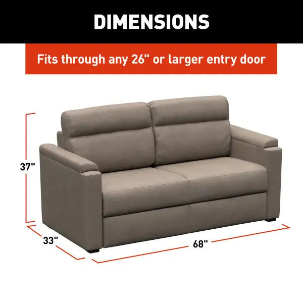 Lippert Comp Minimal Assembly Required Sofa 2024044226 - Clickback Sleeper 68 Driftwoo