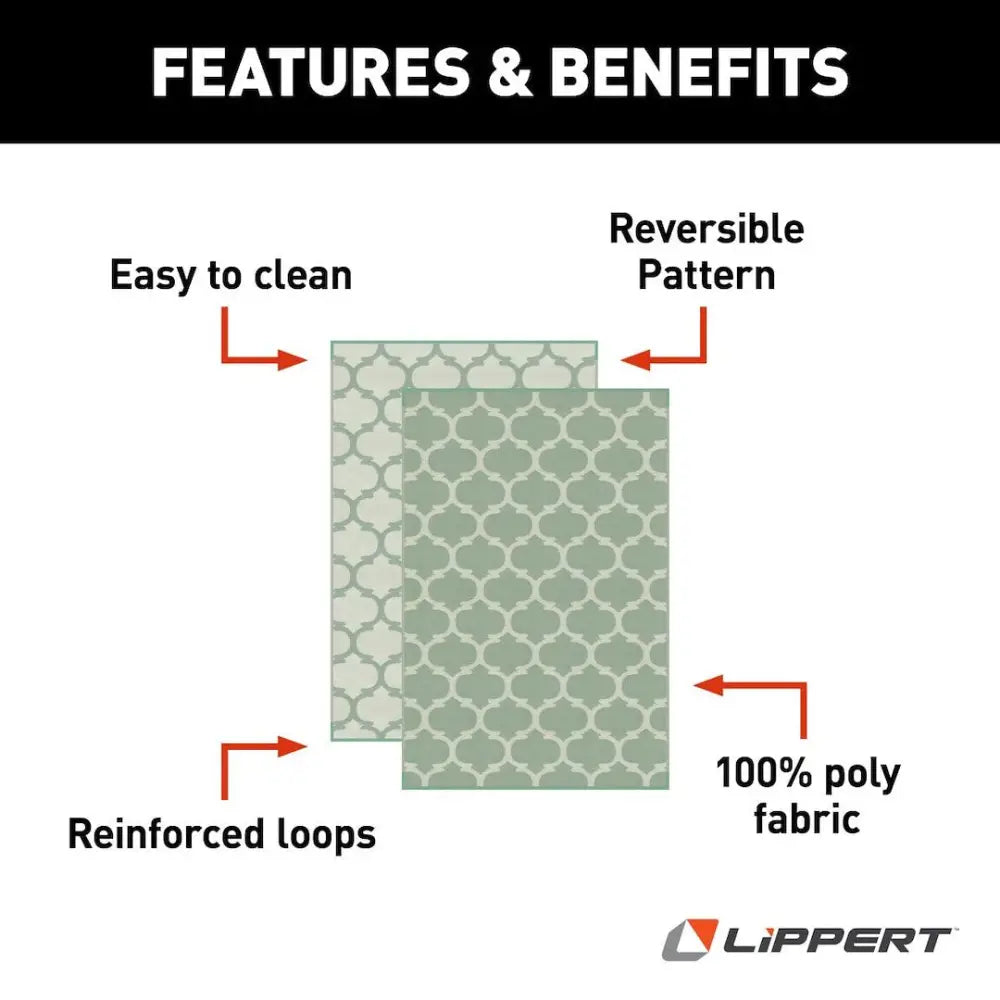 Lippert Comp UV-Resistant To Deter Fading Patio Mat 2021028007 - Green Weather X9 Pat
