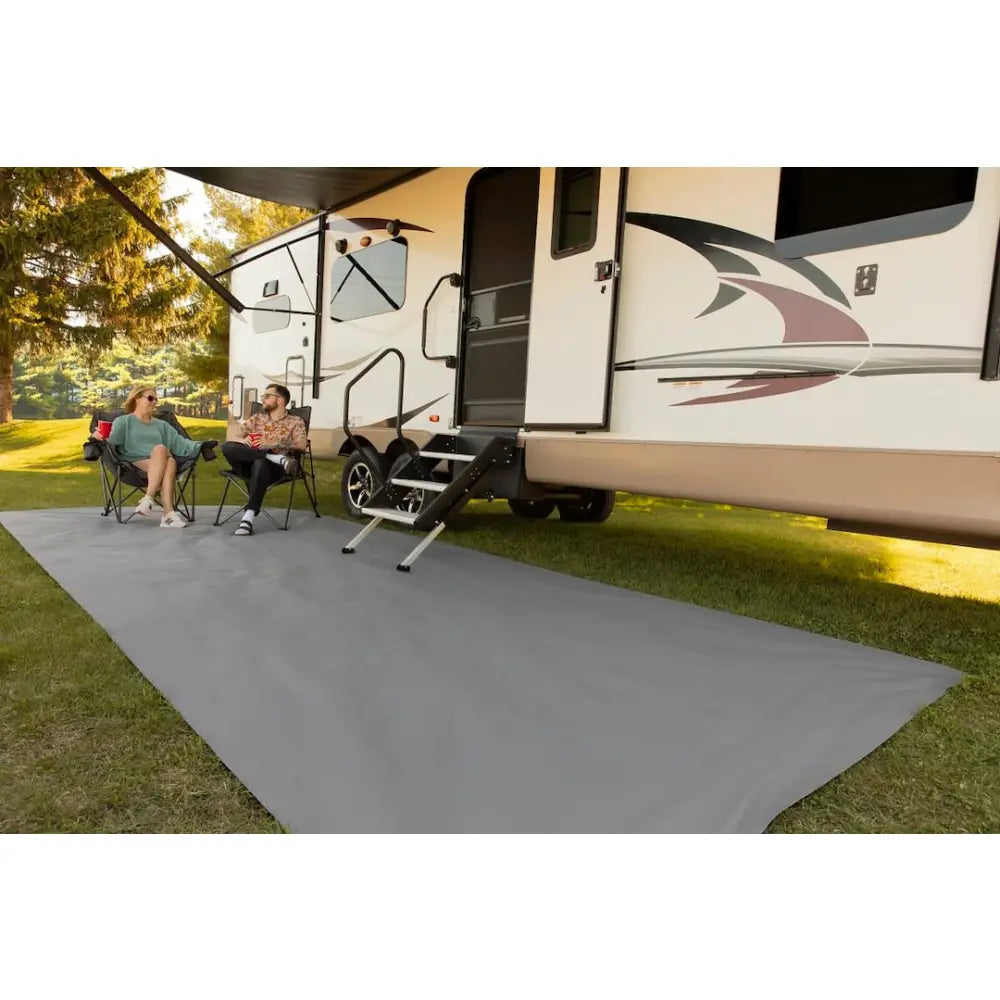 Lippert Comp UV-Resistant To Deter Fading Patio Mat 2022115664 - Gray Outdoor Rug