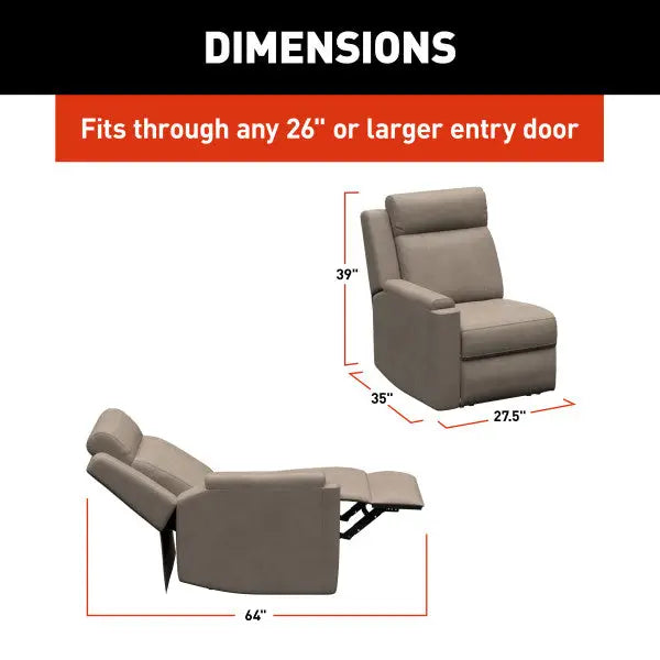 Lippert Comp Wall Hugger Design Chair 2024044095 - Heritage Driftwood RH Theater Seati