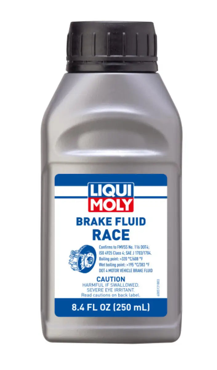 Bottle of Liqui Moly 250ml Brake Fluid Race, ideal for top brake fluid performance