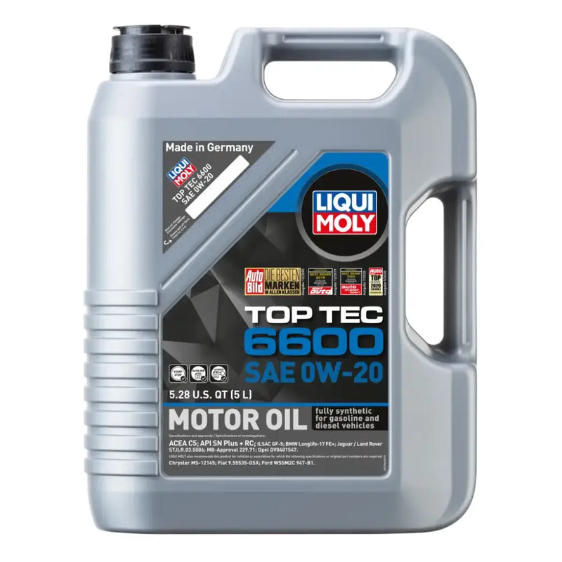 LIQUI MOLY 5L Top Tec 6600 Motor Oil 0W20 - Case of 4