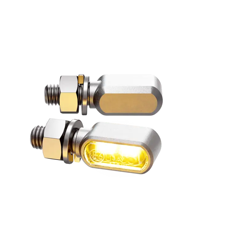 HIGHSIDER Little Bronx Turn Signal/Drl Pair Silver for Powersports