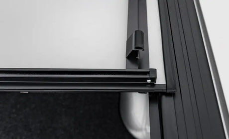 Black metal truck bed cover rails for Lomax Stance Hard Ford F-150 5ft 6in box