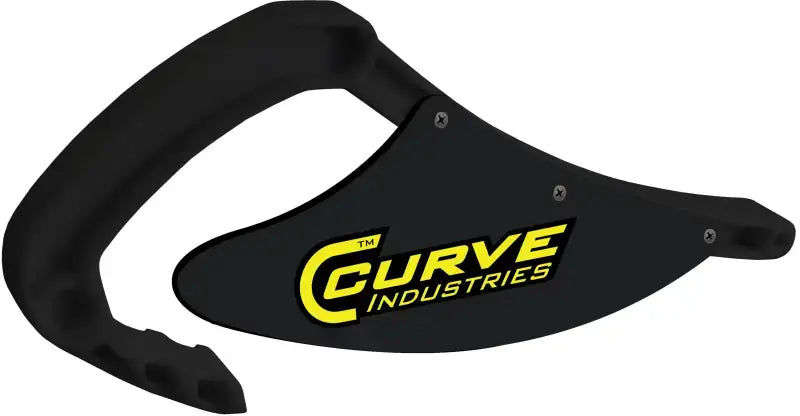 Black ergonomic snowmobile handle with handguard and CURVE INDUSTRIES logo for LP401 Loop Plates