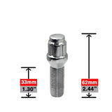 Lug Bolt 5 Kit; 14 Millimeter x 1.25 Thread Size; 60 Degree Conical; Spline Drive; Acorn Extra Long Duplex; 1.30 Inch