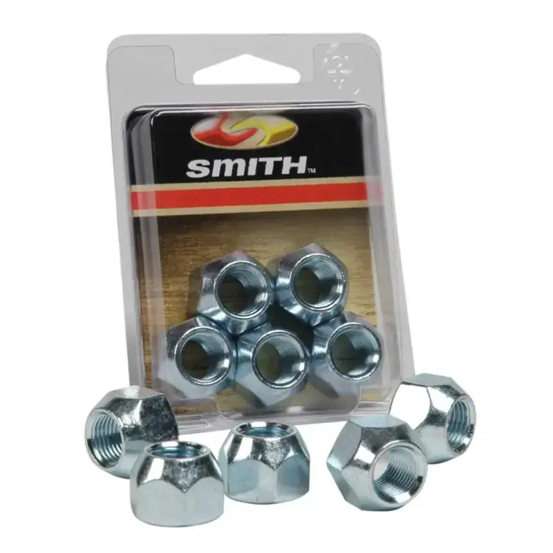 Lug Nut 1/2 Inch X 20 Thread Size; Conical Seat; Open End Lug; 13/16 Hex Zinc Plated; Silver; Steel; Set Of 5 - Truck &