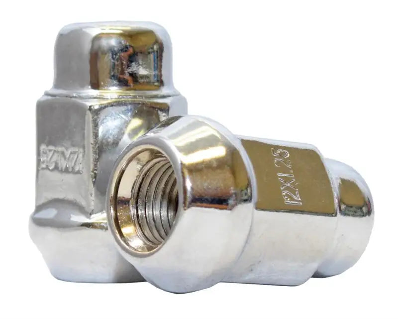 Lug Nut 12 Millimeter X 1.25 Thread Size; 60 Degree Conical Bulge; Acorn; 1.38 Inch Overall Length; 3/4 Hex Chrome