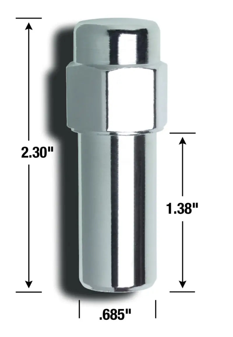 Chrome lug nut with 12mm X 1.5 thread size and 13/16 inch hex for car wheels