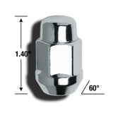 Lug Nut 14 Millimeter X 1.5 Thread Size; Conical Seat; For Use With Steel And Aluminum Wheels; 1.4 Inch Overall Length;
