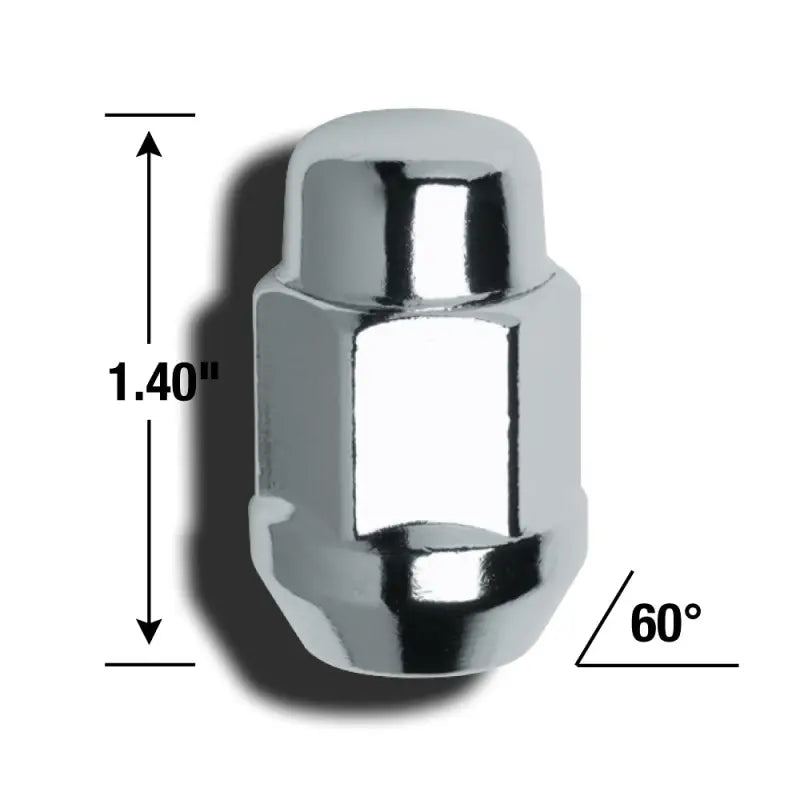 Lug Nut 14 Millimeter X 1.5 Thread Size; Conical Seat; For Use With Steel And Aluminum Wheels; 1.4 Inch Overall Length;