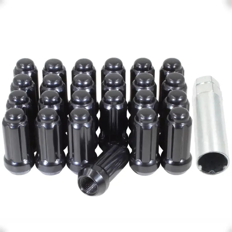 Lug Nut 6 Kit; 14 Millimeter x 1.5 Thread Size; 60 Degree Conical; Spline Drive; Acorn; 1.90 Inch Overall Length; Tool;
