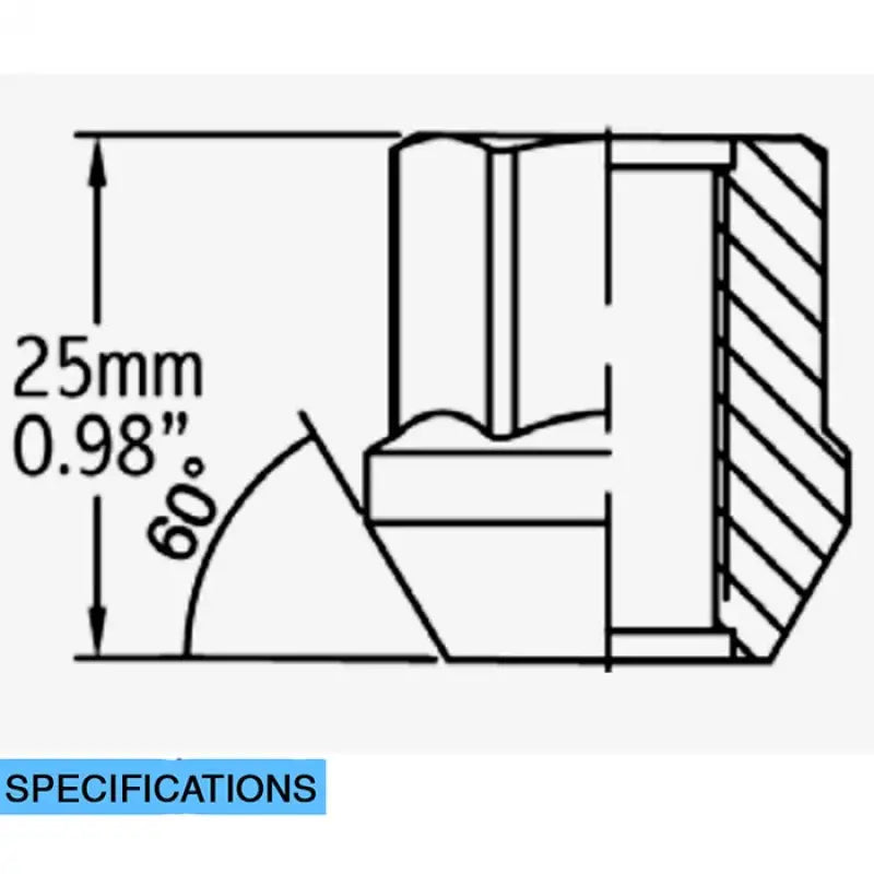 Lug Nut 6 Kit; 14 Millimeter x 1.5 Thread Size; 60 Degree Conical; Spline Drive; Acorn Open End; 1 Inch Overall Length;