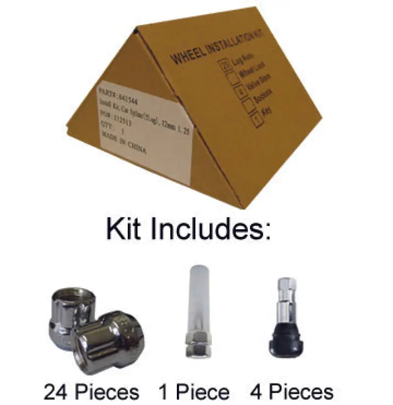 Lug Nut 6 Kit; 14 Millimeter x 1.5 Thread Size; 60 Degree Conical; Spline Drive; Acorn Open End; 1 Inch Overall Length;