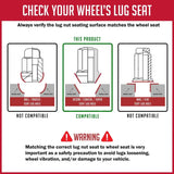 Lug Nut 6 Kit; 14 Millimeter x 1.5 Thread Size; 60 Degree Conical; Acorn Extra Long; 1.77 Inch Overall Length; 7/8 Hex