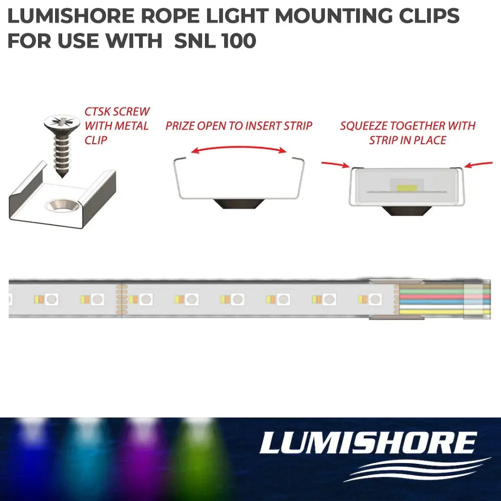 Lumishore US CE Certified Rope Light Mounting Clip 60-0514 - Eclipse Flex Bracket