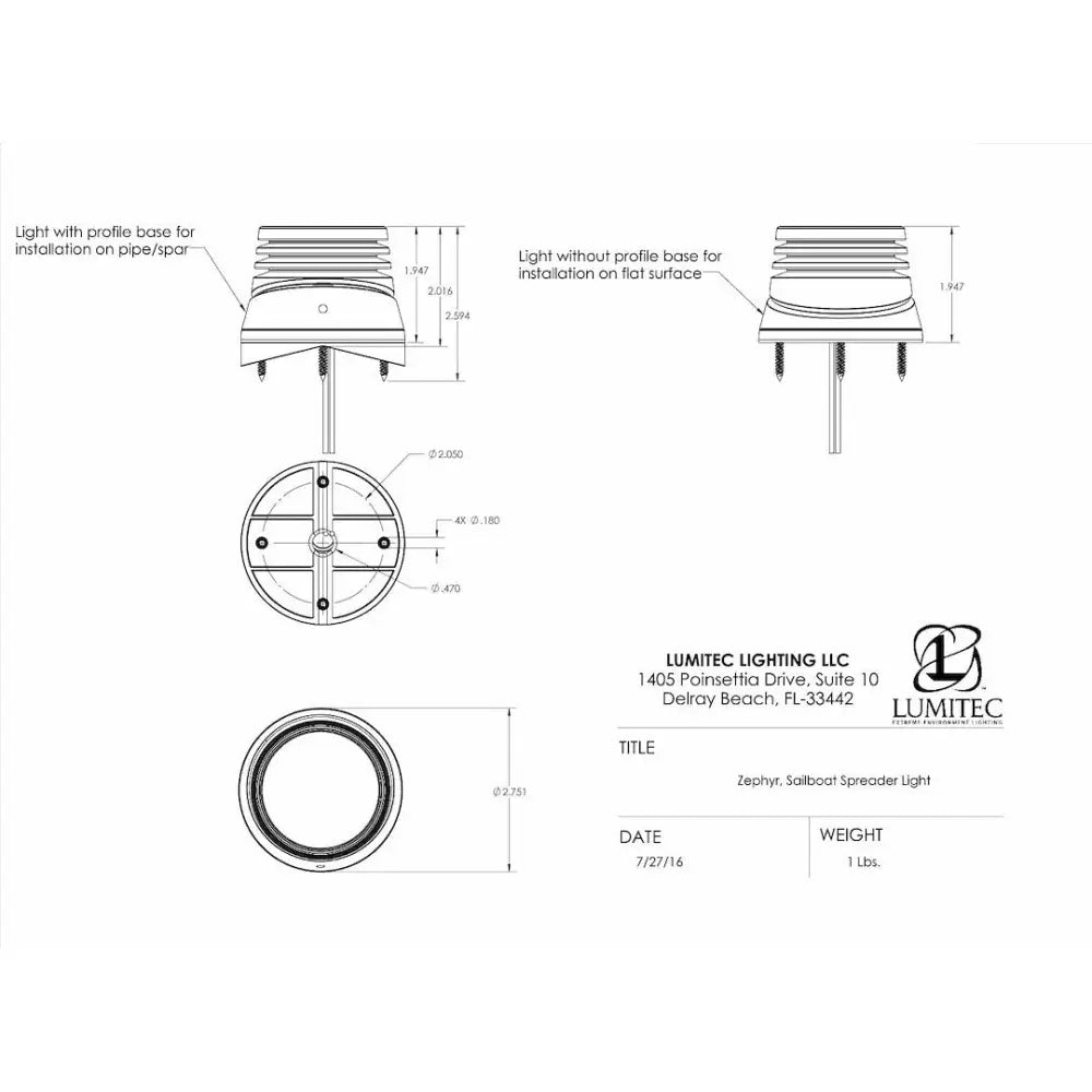 Lumitec Meets European Conformity Standards Multi Purpose Light 101326 - White Zephyr Spreader