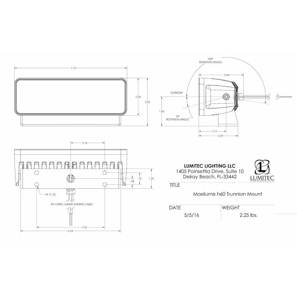 Lumitec Power Line Instruction Enabled Spotlight 101334 - White Flood Light Maxillume H60