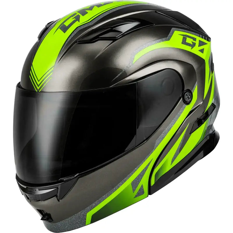 M101381065 Gmax Md-01 Volta Helmet Black/Silver/Green Metallic Md - RV and Auto Parts
