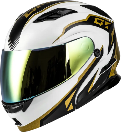 M101381296 Gmax Md-01 Volta Helmet White/Gold/Black Metallic Lg - RV and Auto Parts