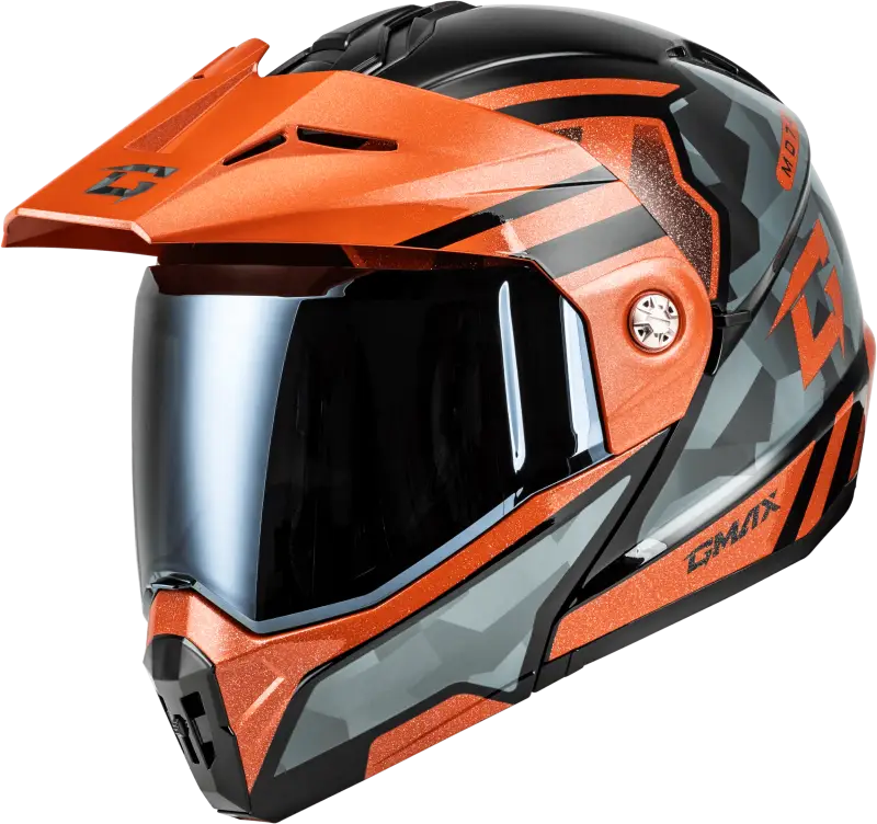M17411257 Gmax Md-74 Striker Modular Helmet W Smk Shield Blk/Gry/Or Mtlc Xl - RV and Auto Parts