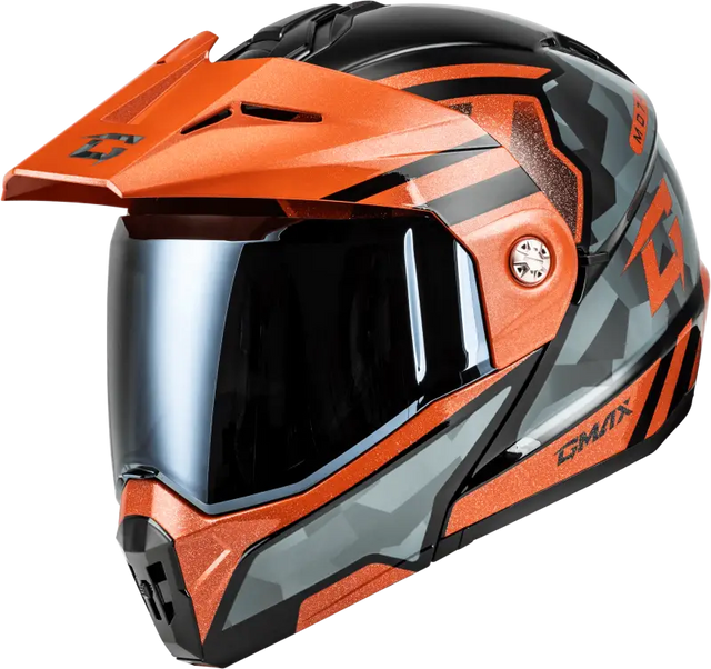 M17411259 Gmax Md-74 Striker Modular Helmet W Smk Shield Blk/Gry/Or Mtlc 3X - RV and Auto Parts