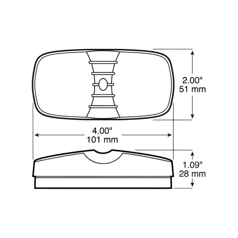 Rectangular light dimensions on M38A-MV-BT2 Peterson Mfg LED truck light