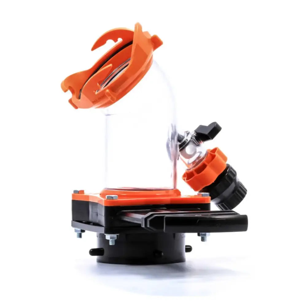 Orange and black RV sewer hose flush valve from Peterson Mfg Led M/C Pc Mv Rect Dbl Bulls-Eye