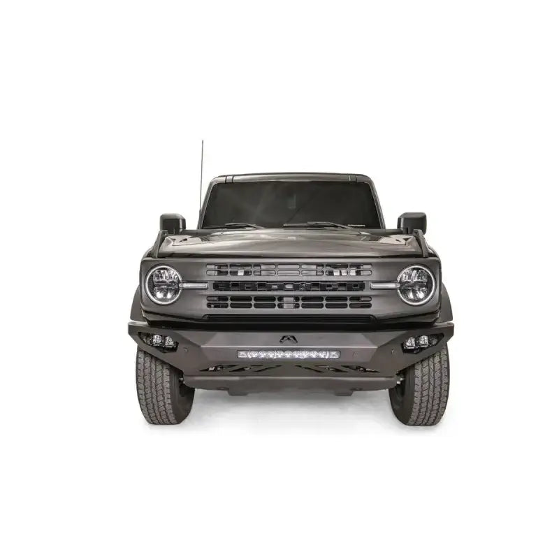 Front view of a 2021-2022 Ford Bronco with M6651-1 Fab Fours Veng Acc Insert, showcasing its sleek, modern design and custom fit.