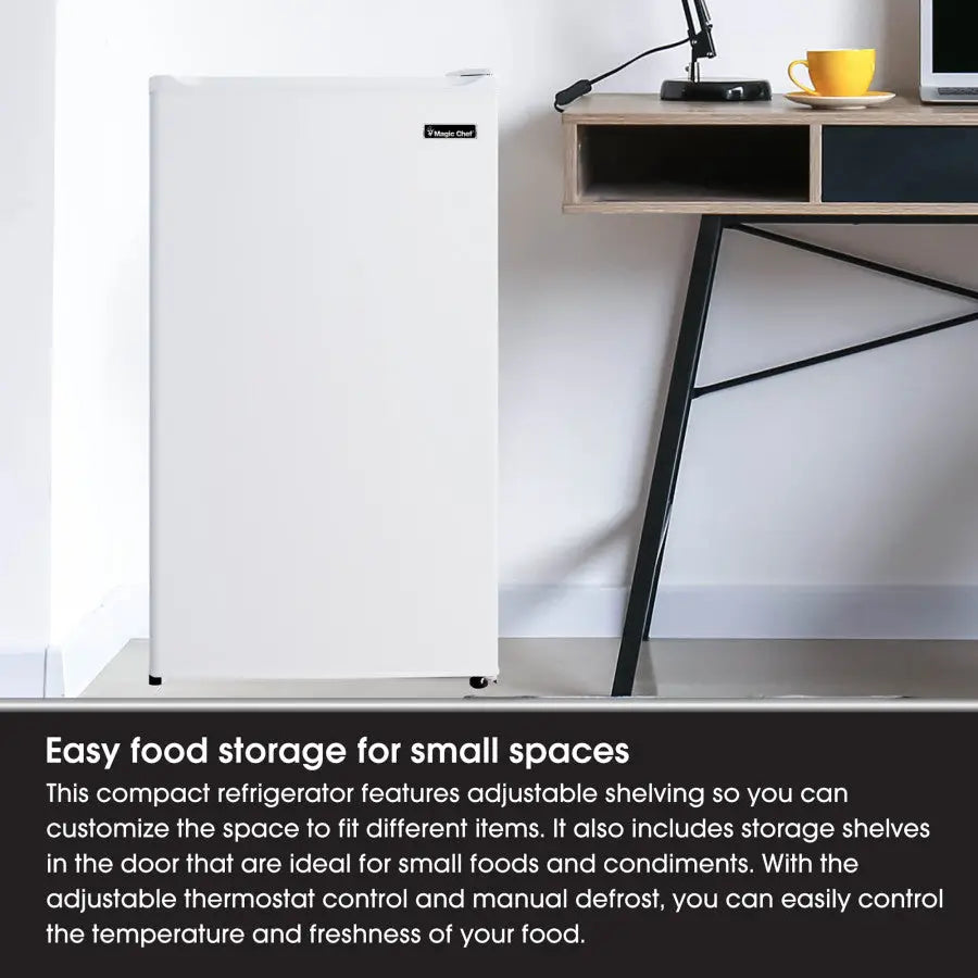 Magic Chef Built-In Can Dispenser Saves Space Refrigerator MCBR350W2 - 3.5 CU FT Manual Defro