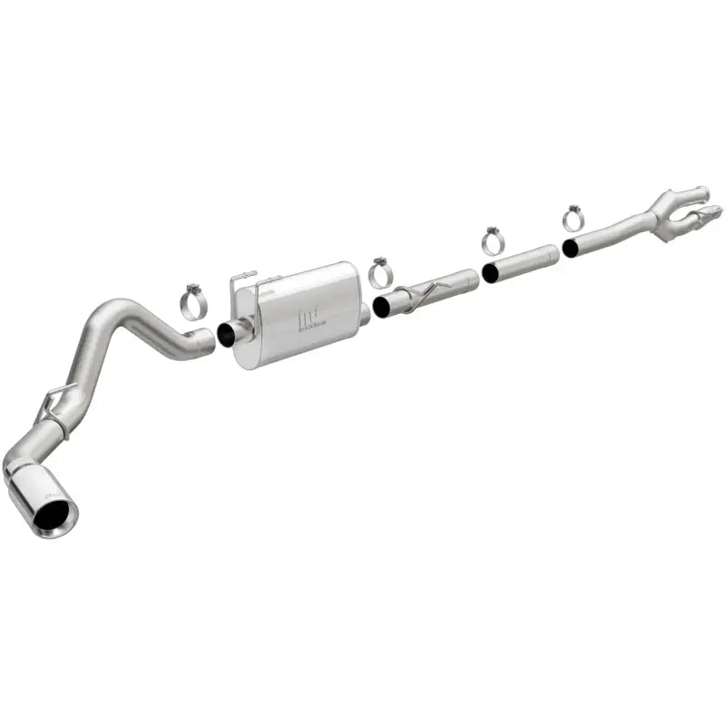 MagnaFlow CatBack exhaust system for 17-18 Ford F-250/F-350 6.2L featuring polished stainless steel piping and single side exit.