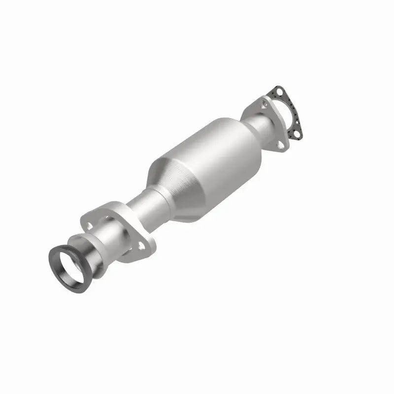 Silver-colored MagnaFlow Conv Direct Fit catalytic converter with flanged ends and gasket