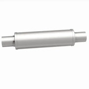 MagnaFlow Muffler Mag SS 14X4X4 2.25X2.25 C/C premium satin finish, stainless steel, 4" round body, versatile installation, high performance exhaust.
