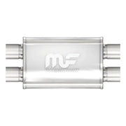 MagnaFlow Muffler Mag SS 14X4X9 2.5 D/D, stainless steel, dual inlet/outlet, straight-through perforated core, satin finish.