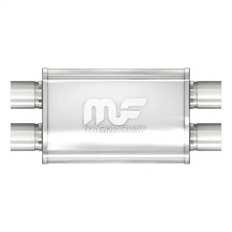MagnaFlow Muffler Mag SS 14X4X9 2.5 D/D, stainless steel, dual inlet/outlet, straight-through perforated core, satin finish.