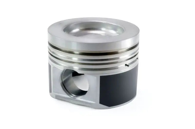 Silver engine piston from Mahle MS Piston Set Duramax for powerful engine builds