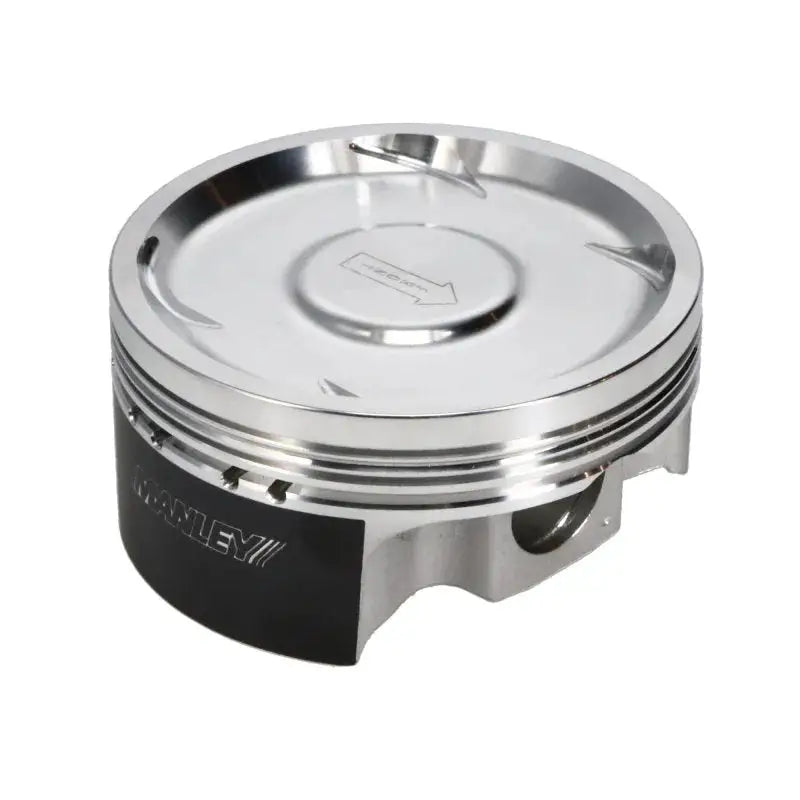 Shiny silver Subaru WRX dish piston for performance upgrade from Manley
