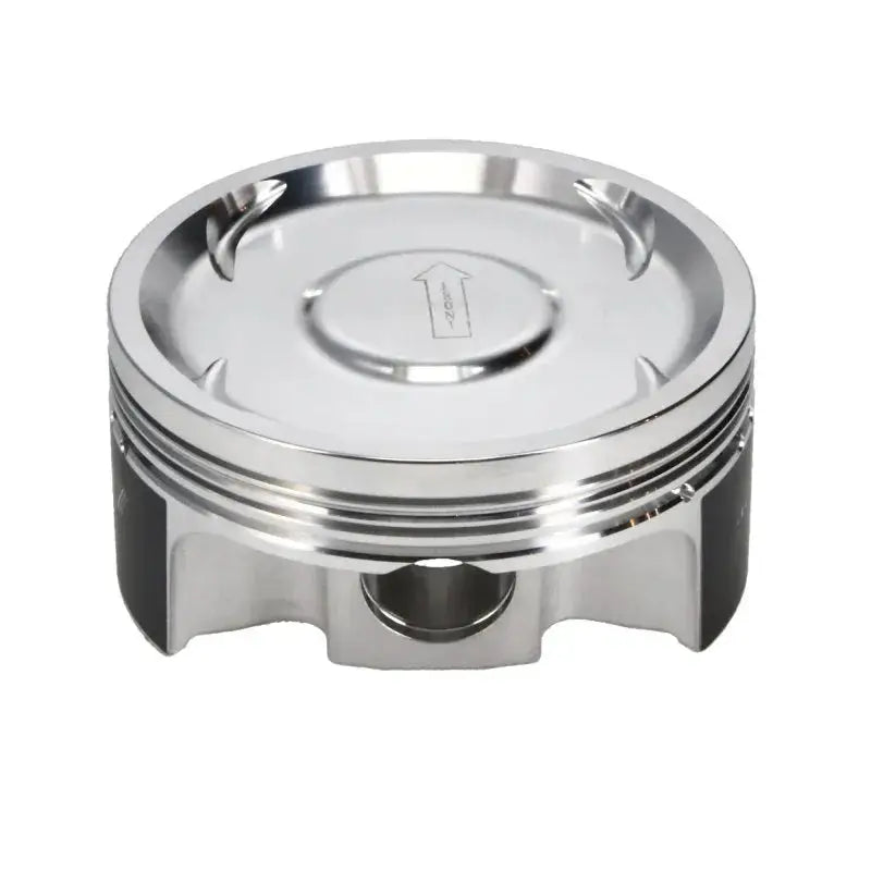 Shiny metal Subaru WRX dish piston for high-performance engine upgrade