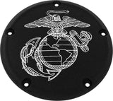 CUSTOM ENGRAVING MAR08-46BG 7 M8 Flt/Flh Derby Cover Marine Ega Black