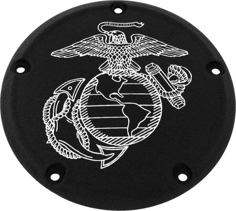 CUSTOM ENGRAVING MAR08-67BG 6 M8 Softail Derby Cover Marine Ega Black