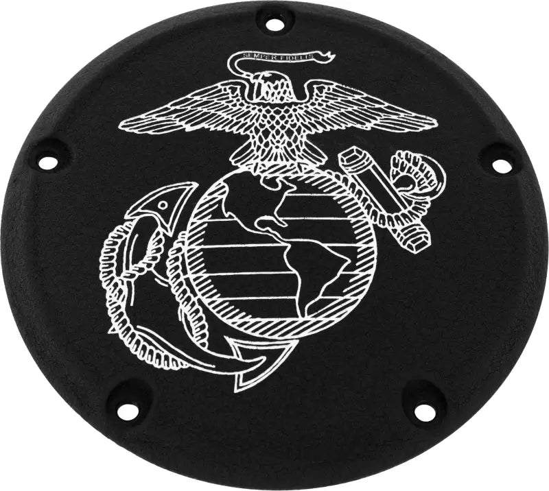 CUSTOM ENGRAVING MAR08-67BG 6 M8 Softail Derby Cover Marine Ega Black