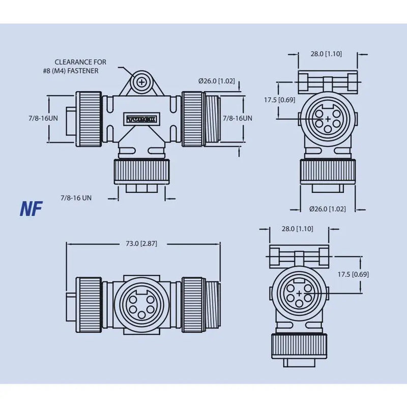 Maretron No Supplier Warranty Marine Network Cable Connector NM-NF-NF - Mini Tee