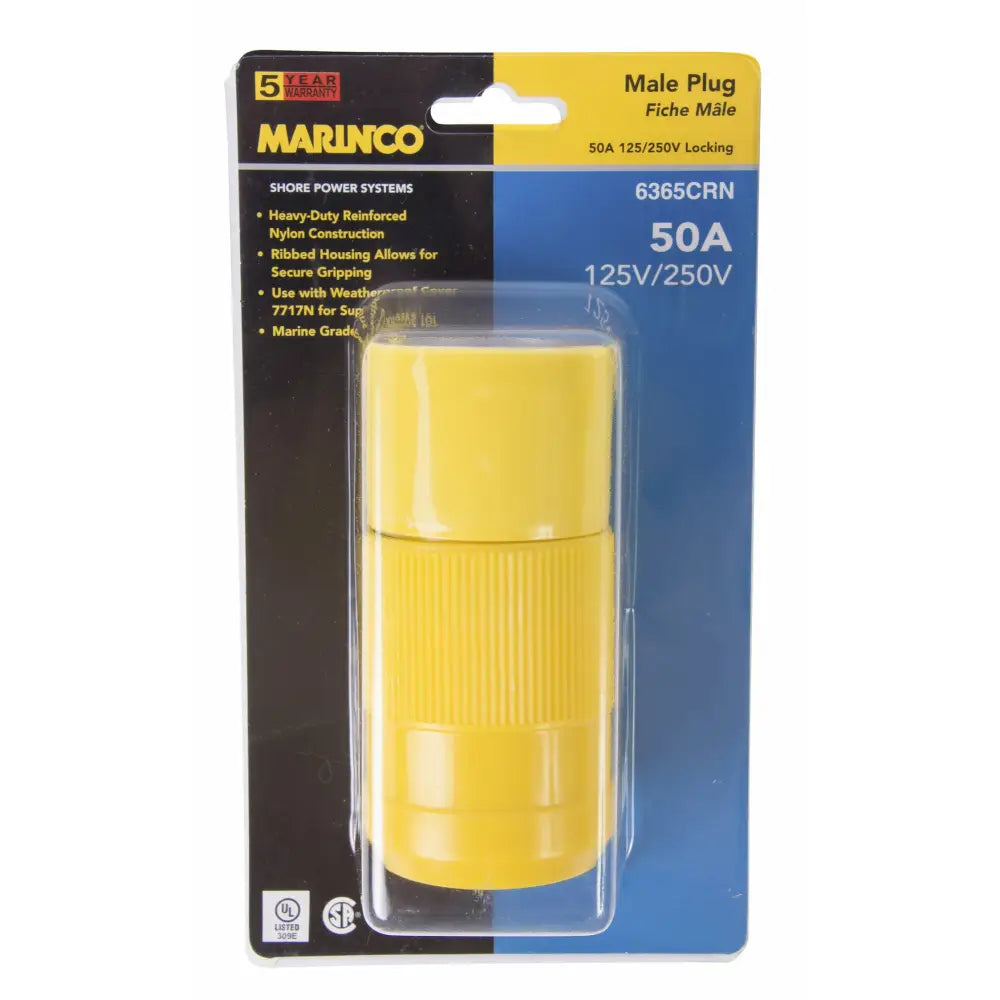 Marinco Contoured Grip Power Cord Plug End 6364CRN - Yellow Female Connector 50A