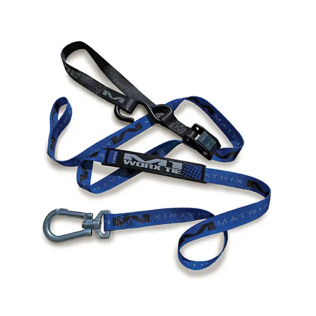 Blue and black tie-down straps from Matrix Concepts M1.0 Worx Tie Set for RV parts & accessories