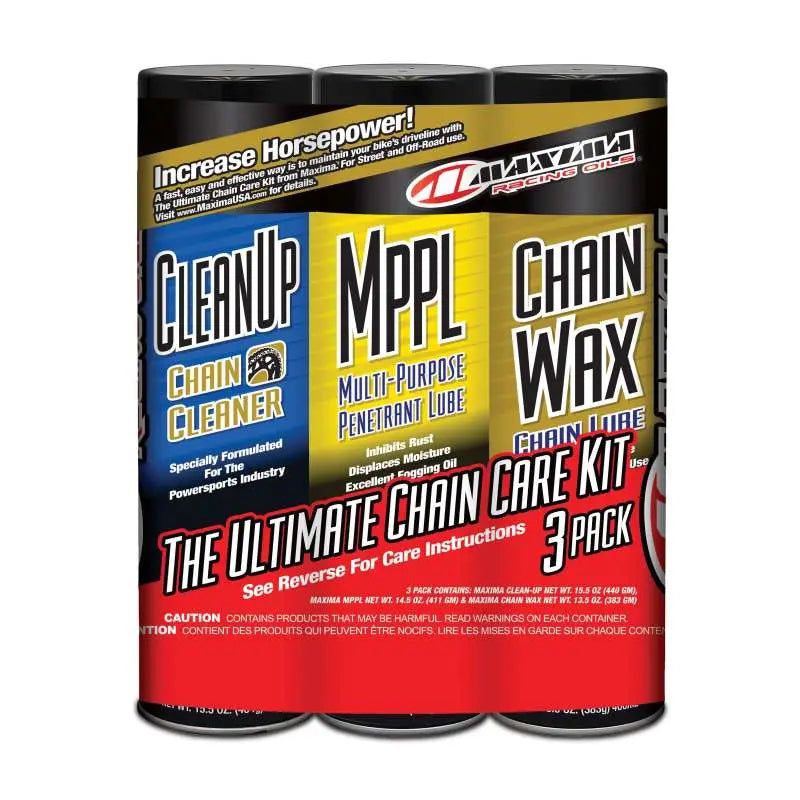 Maxima 70-749203 Maxima Chain Wax Ultimate Chain Care Combo Kit 3-Pack Aerosol