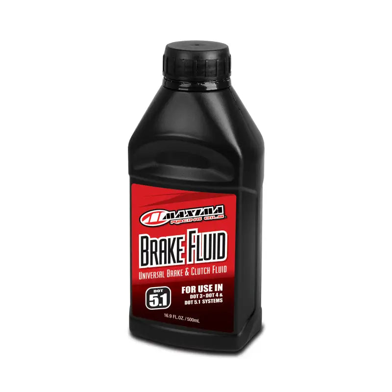 Black bottle of Maxima DOT 5.1 standard brake fluid for reliable stopping power