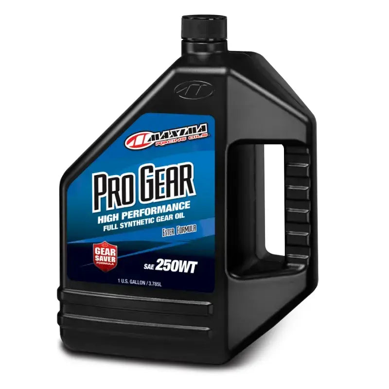 Maxima Performance Auto Pro Gear 250WT Full Synthetic Gear Oil - 128oz container with blue and black label.