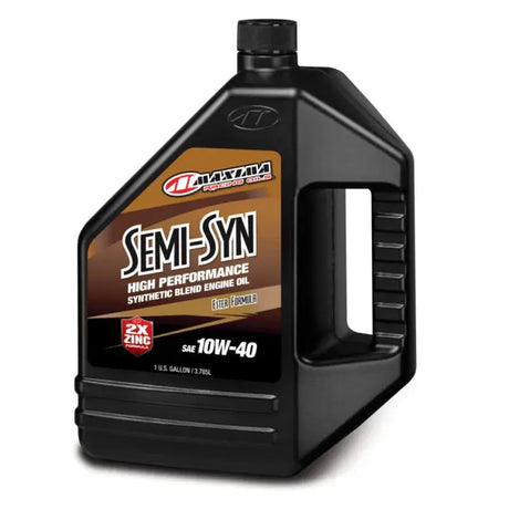 Maxima Performance Auto Semi-Syn 10W-40 Synthetic Blend Engine Oil - 128oz container designed for high-performance engine protection and enhanced fuel efficiency.