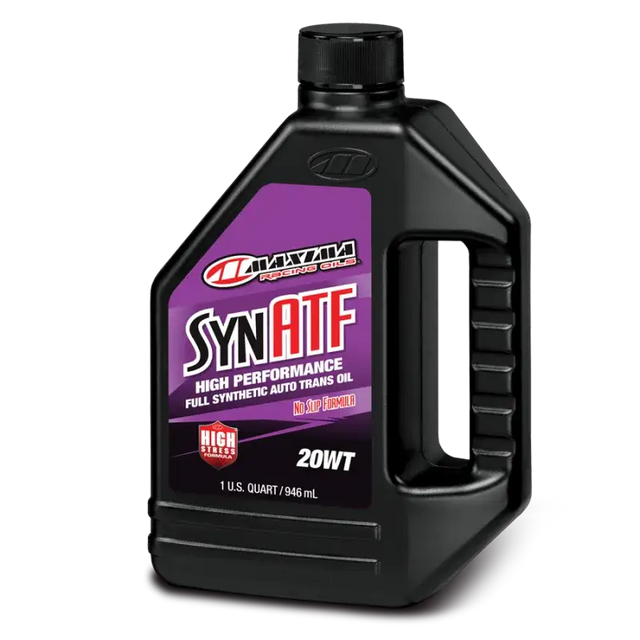 Maxima Performance Auto Synthetic Racing ATF 20WT Full Synthetic Auto Trans Oil Quart bottle with high performance labeling.