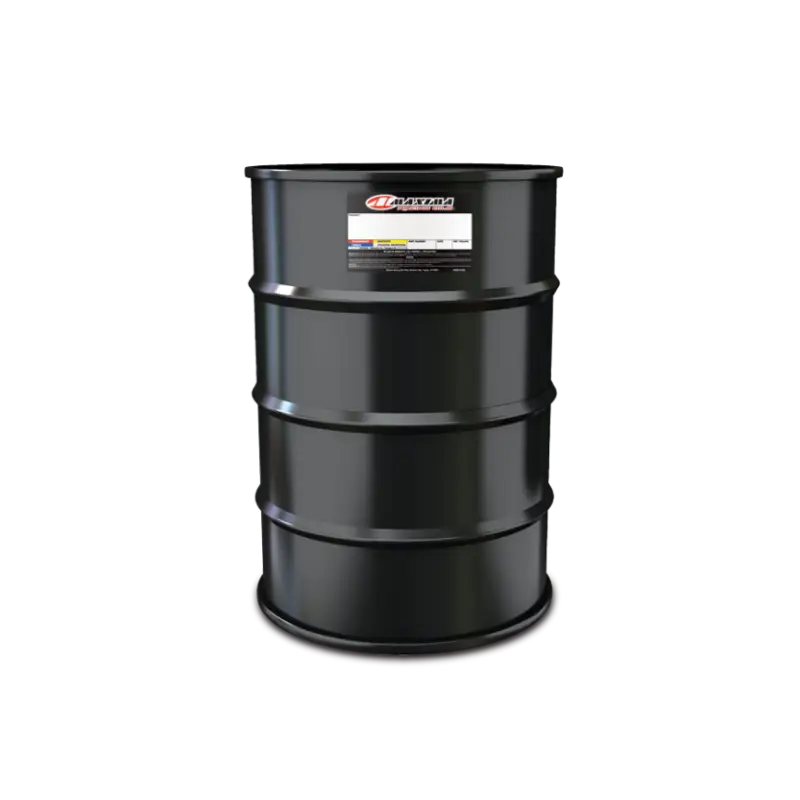 Maxima Racing Fork Fluid 235/150 15wt in a 5-gallon black container, designed for optimal motorcycle suspension performance.